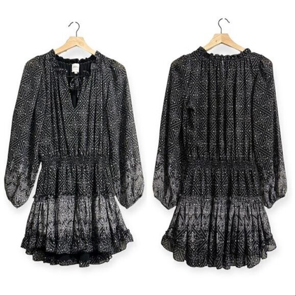 MISA Los Angeles Lorena Dress Black Print, Size XS - Picture 2 of 16